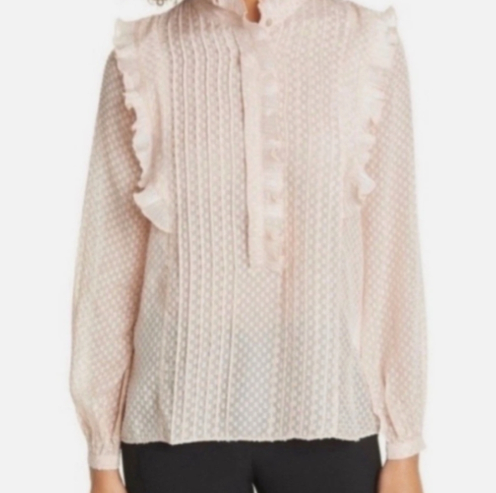 LAST CHANCE 3 for $30 Reiss Taylor Ruffled Pale Pink Blouse Silk Viscose EUC! - Picture 2 of 15